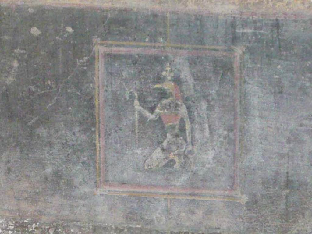 Villa of Mysteries, Pompeii. May 2012. Room 2, tablinum, detail from east end of the north wall. Photo courtesy of Buzz Ferebee.
