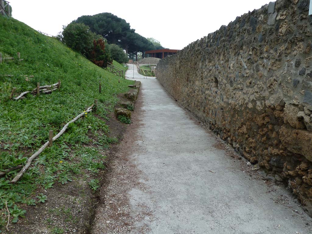 Unnamed Vicolo running west from Porta Nocera. May 2010. Junction with unnamed vicolo between I.22 and I.23. Looking north. 