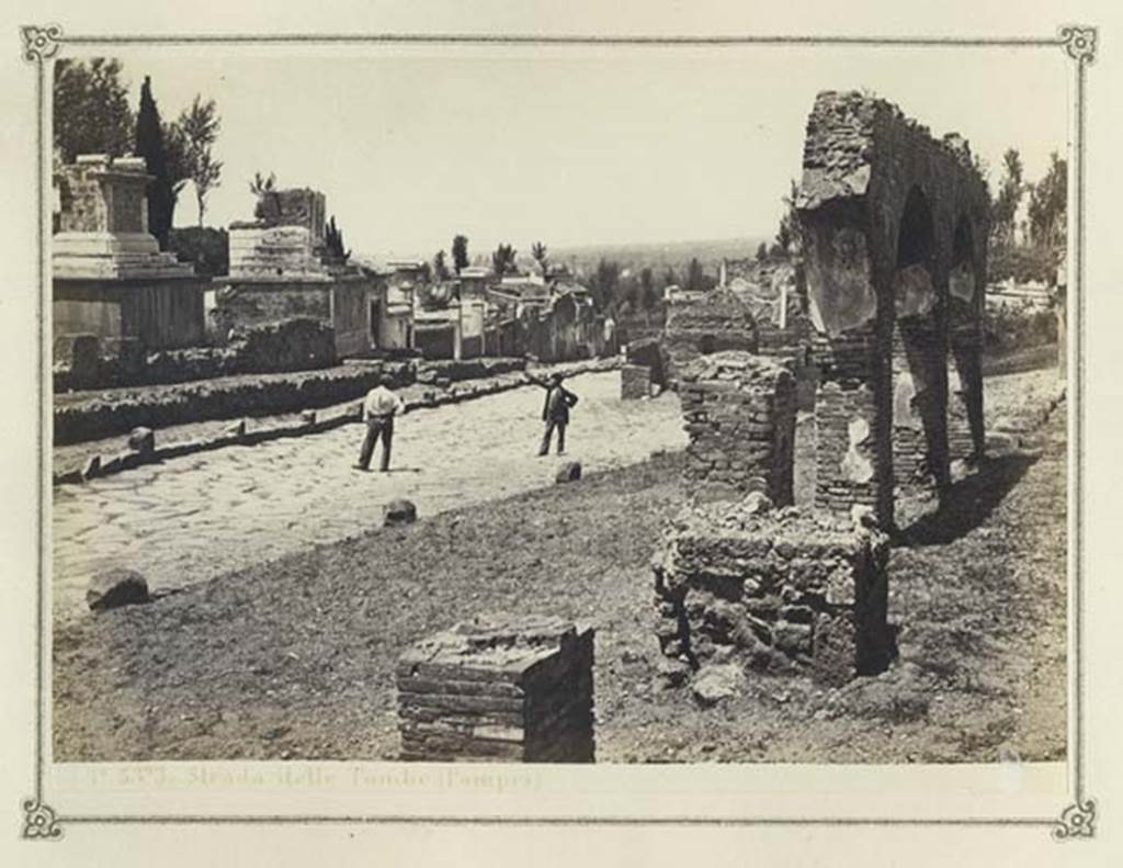 Via dei Sepolcri. From an album dated February 1874. Looking north towards remains of covered colonnade. Photo courtesy of Rick Bauer.
