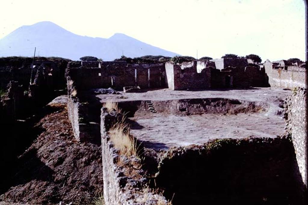 Vicolo della Nave Europa, on left, Pompeii. 1972. Looking north from south side of 1.1.53. Photo by Stanley A. Jashemski. 
Source: The Wilhelmina and Stanley A. Jashemski archive in the University of Maryland Library, Special Collections (See collection page) and made available under the Creative Commons Attribution-Non Commercial License v.4. See Licence and use details. J72f0573
