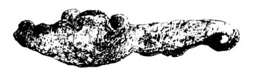 Pompeii Fondo Azzolini. Samnite Tomb IV. Iron utensil found in terracotta kylix.
See Notizie degli Scavi di Antichit, 1911, p. 110-1, fig. 7.
