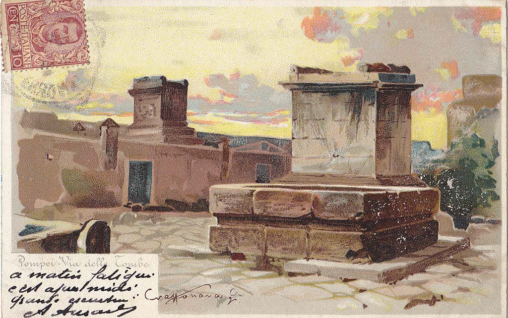 HGE35 Pompeii. Old postcard by Ragozino. The base of HGE35 with HGE37 behind. Photo courtesy of Drew Baker.