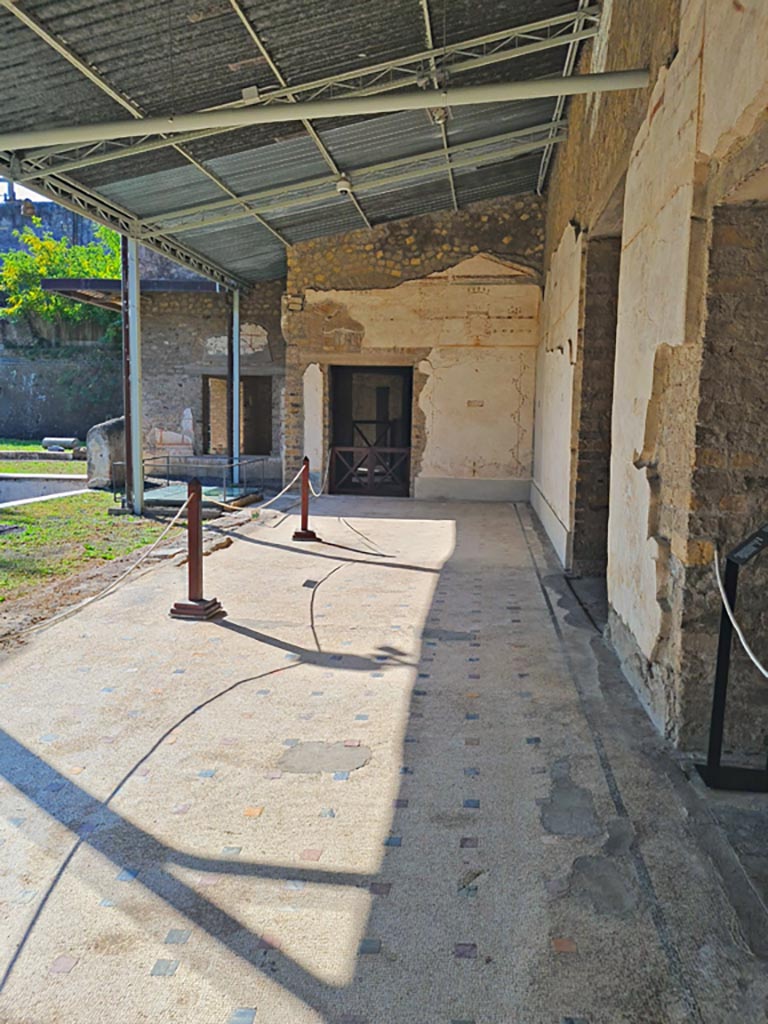 Oplontis Villa of Poppea, October 2023. 
Area 60, looking along portico towards south-west corner, with doorway to room 66, centre left. Photo courtesy of Giuseppe Ciaramella. 
