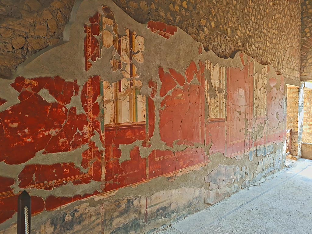 Oplontis Villa of Poppea, October 2023. Room 81, looking along north wall from west end. Photo courtesy of Giuseppe Ciaramella. 