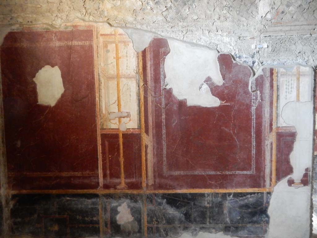 Stabiae, Villa Arianna, June 2019. Room 5, detail from west wall. Photo courtesy of Buzz Ferebee.

