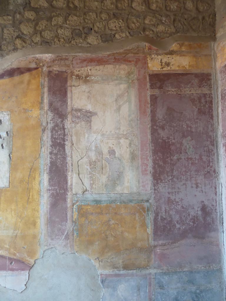 Stabiae, Villa Arianna, September 2015. Room 7, painted panel from south end of east wall.