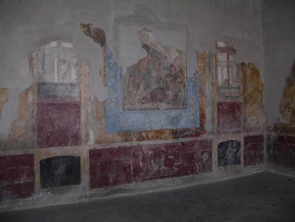 Villa Arianna, April 2005. Room 3, the grand triclinium, with painted decoration in IV Style. Photo courtesy of Michael Binns.

