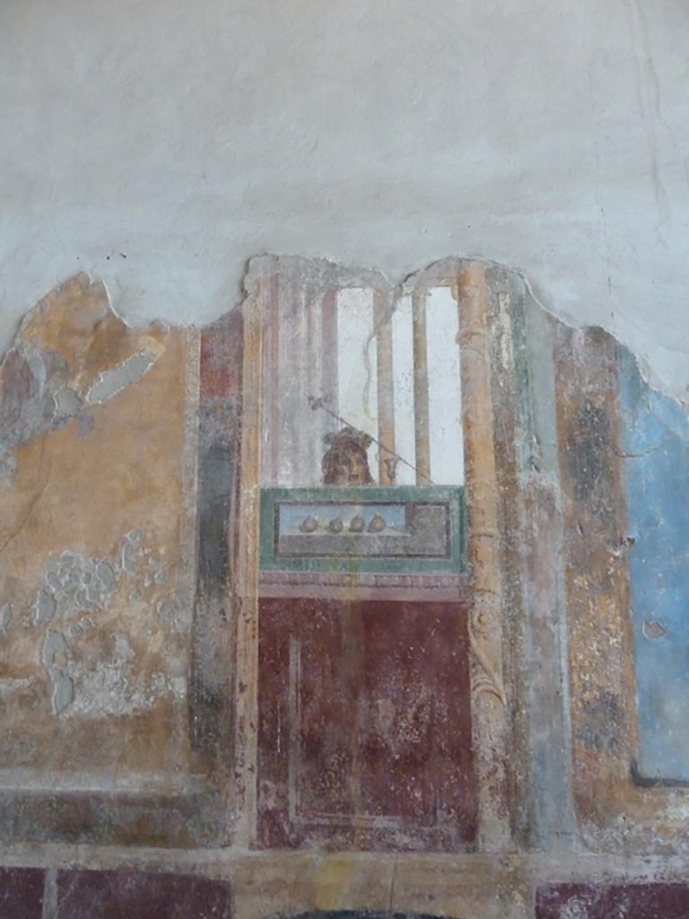 Stabiae, Villa Arianna, September 2015. Room 3, painted panel on south end of west wall.