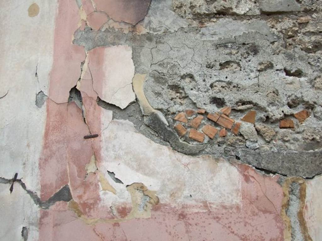VI.10.11 Pompeii. March 2009. Room 15. Triclinium. West wall. Remains of wall painting.