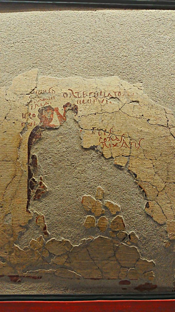 VI.14.35/36 Pompeii. June 2017. Fresco of a scene of conflict (damaged), from the north wall.
On display in Naples Archaeological Museum, photo courtesy of Giuseppe Ciaramella.