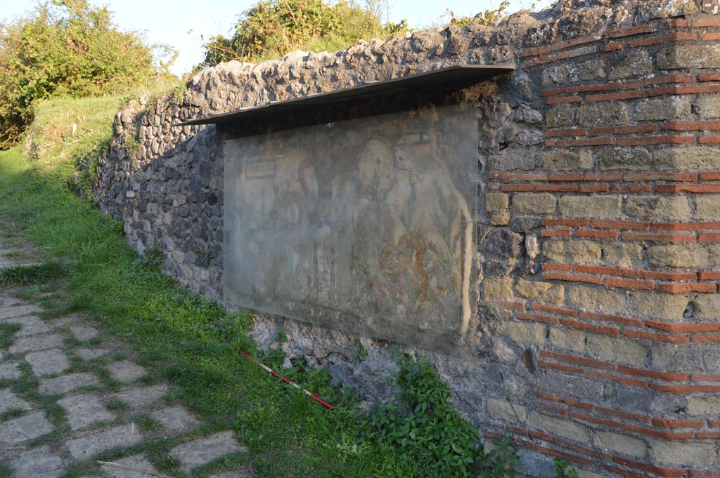 Painted street shrine on the wall at V.6.19 Pompeii. October 2017. Looking south-east towards painted street shrine.
Foto Taylor Lauritsen, ERC Grant 681269 DÉCOR.

