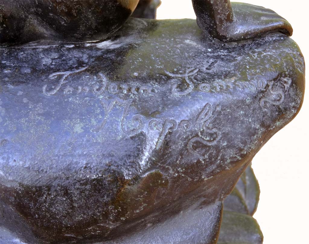 Signature on bronze statue c. 1880. Fonderia Sommer Napoli.