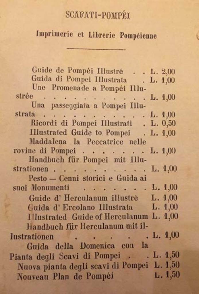 Pompeii guide by Scafati 1876. Photo courtesy of Rick Bauer.