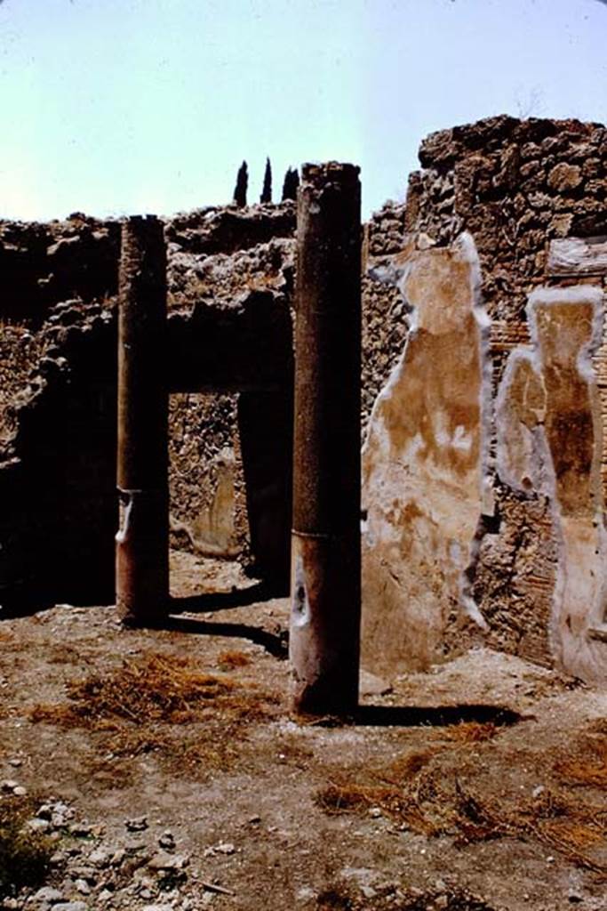 I.2.24 Pompeii. 1966. Standing columns near north wall of atrium by impluvium. Photo by Stanley A. Jashemski.
Source: The Wilhelmina and Stanley A. Jashemski archive in the University of Maryland Library, Special Collections (See collection page) and made available under the Creative Commons Attribution-Non Commercial License v.4. See Licence and use details.
J66f0213

