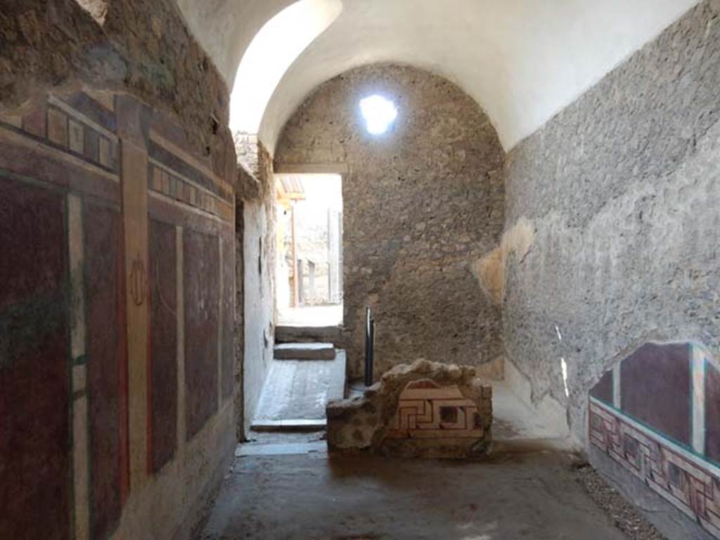 I.6.2 Pompeii. May 2016. Looking south along west wing at south end with doorway to baths area at I.6.16. 
Photo courtesy of Buzz Ferebee.


