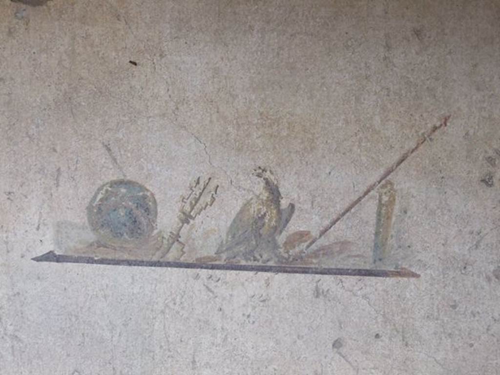 I.7.11 Pompeii. December 2006. Wall painting of the eagle and thunderbolt and attributes of Jupiter, from east wall in cubiculum east of atrium.