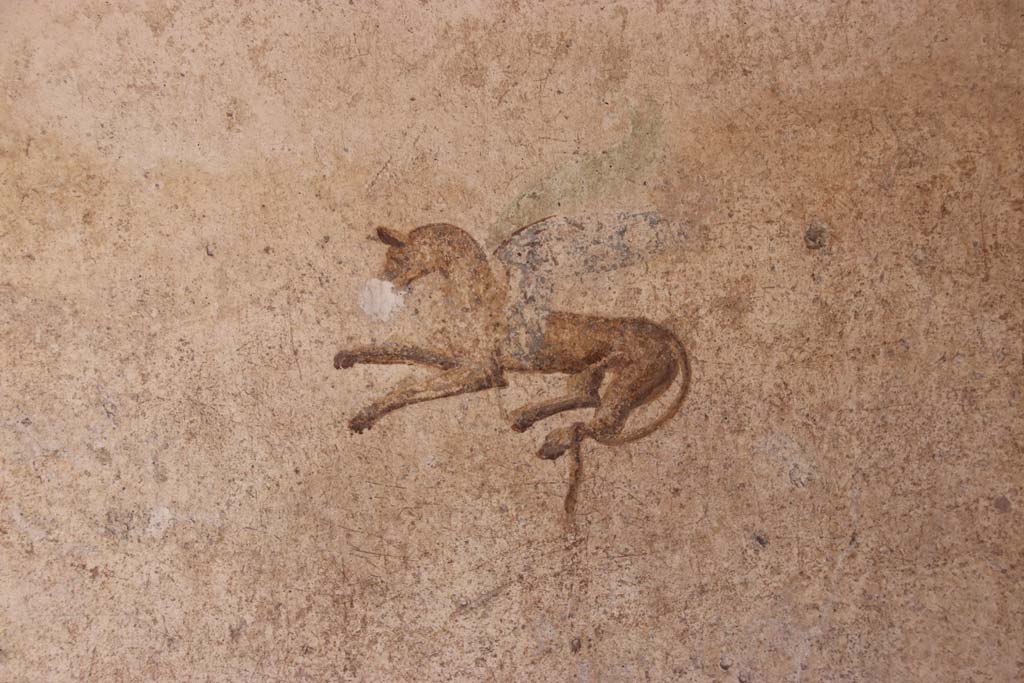I.7.11 Pompeii. September 2021. Painting in centre of south panel on east wall. Photo courtesy of Klaus Heese.

