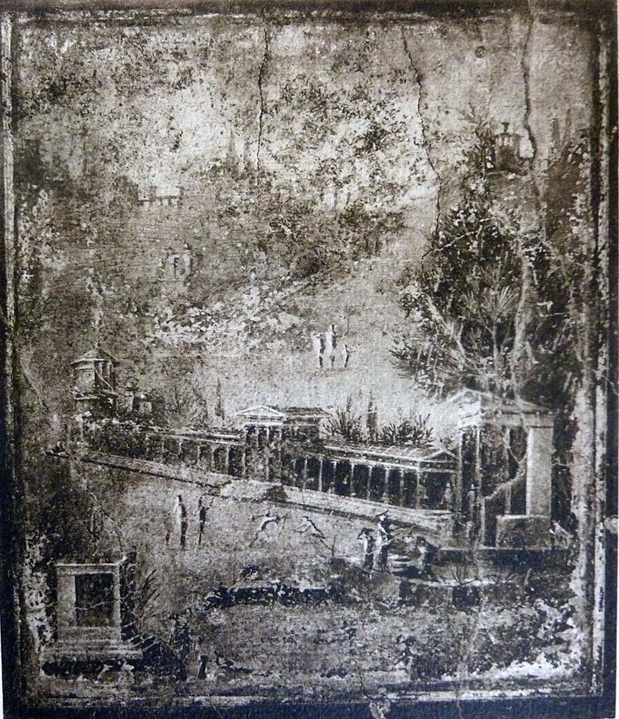 I.7.19 Pompeii. Photograph of painting from south wall, shortly after excavation.
See Notizie degli Scavi di Antichità, 1929, (p. 361, fig. 3).
