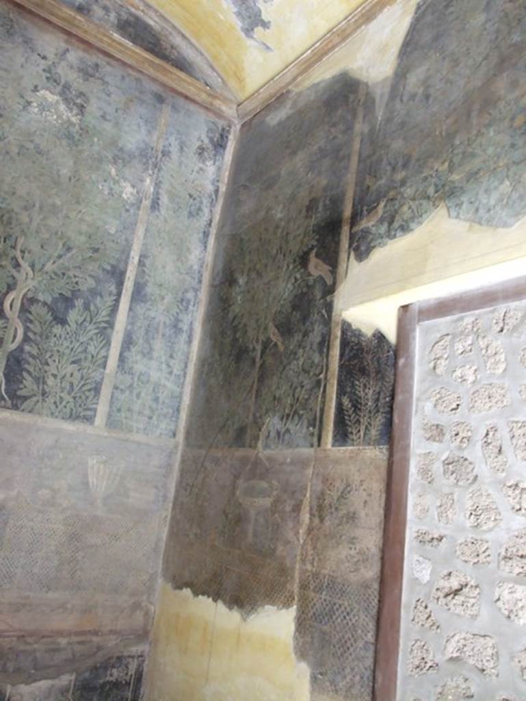 I.9.5 Pompeii. March 2009. 
Room 11, looking towards south-east corner with garden painting of birds in a pear tree.

