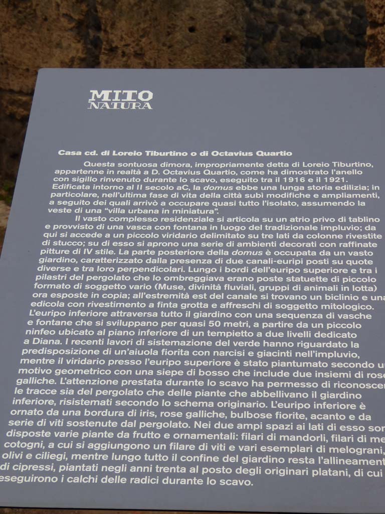 II.2.2 Pompeii. January 2017. Room 2, information card.
Foto Annette Haug, ERC Grant 681269 DÉCOR.

