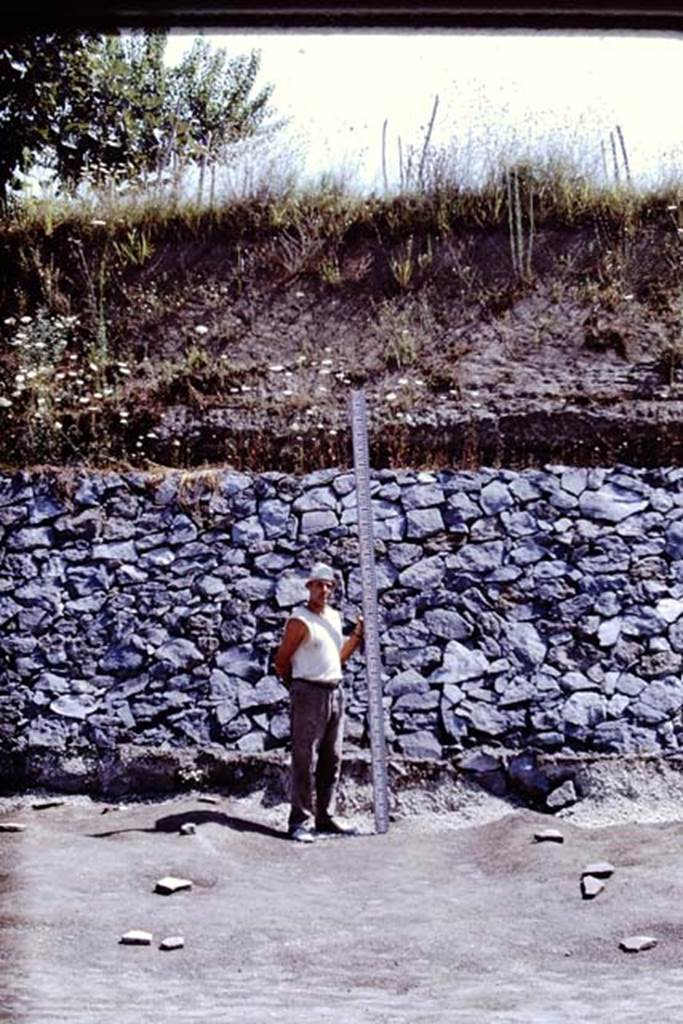 II.5 Pompeii. 1970.  Looking north-east towards new retaining wall. Wilhelmina had asked if it would be possible to send the Scavi surveyor to the site, and when the work was finally finished the surveyor came and made a topographical study of the area. Photo by Stanley A. Jashemski.
Source: The Wilhelmina and Stanley A. Jashemski archive in the University of Maryland Library, Special Collections (See collection page) and made available under the Creative Commons Attribution-Non Commercial License v.4. See Licence and use details.
J70f0682
