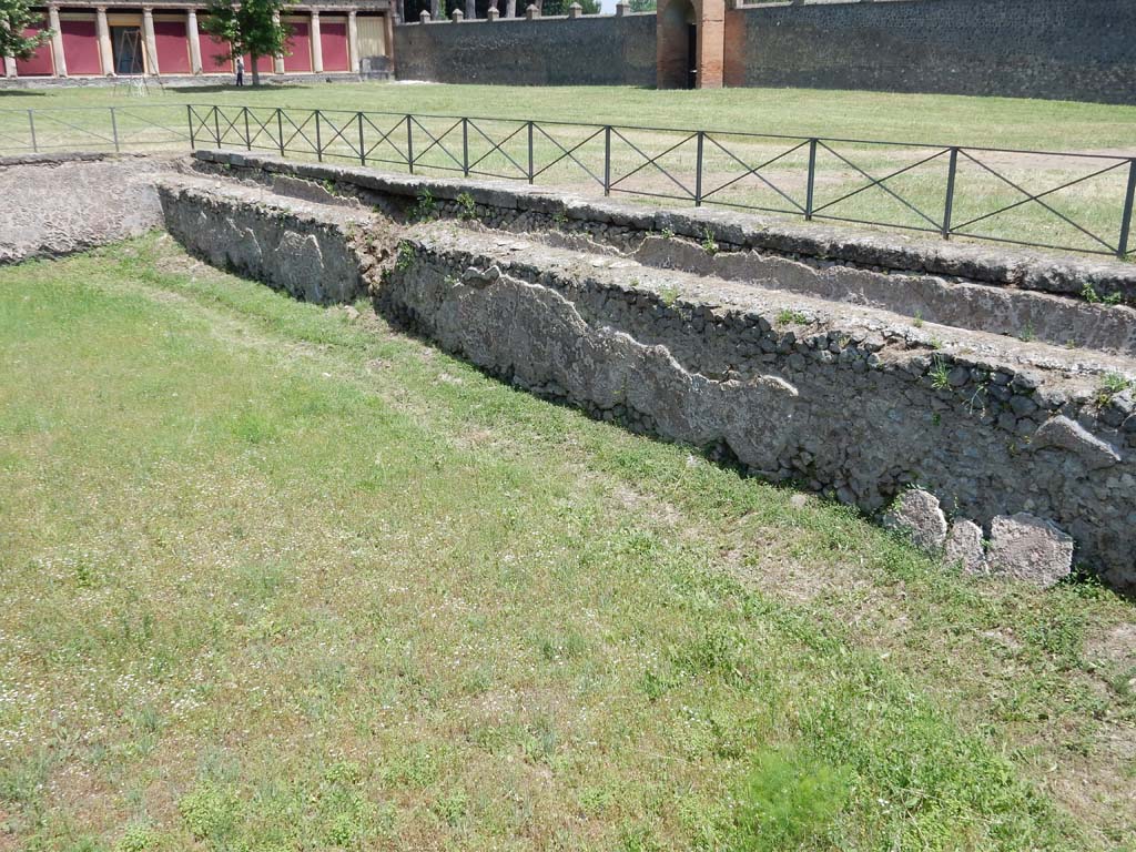 II.7.3 Pompeii. Palaestra. March 2009. View of Piscina or swimming pool from top of amphitheatre.