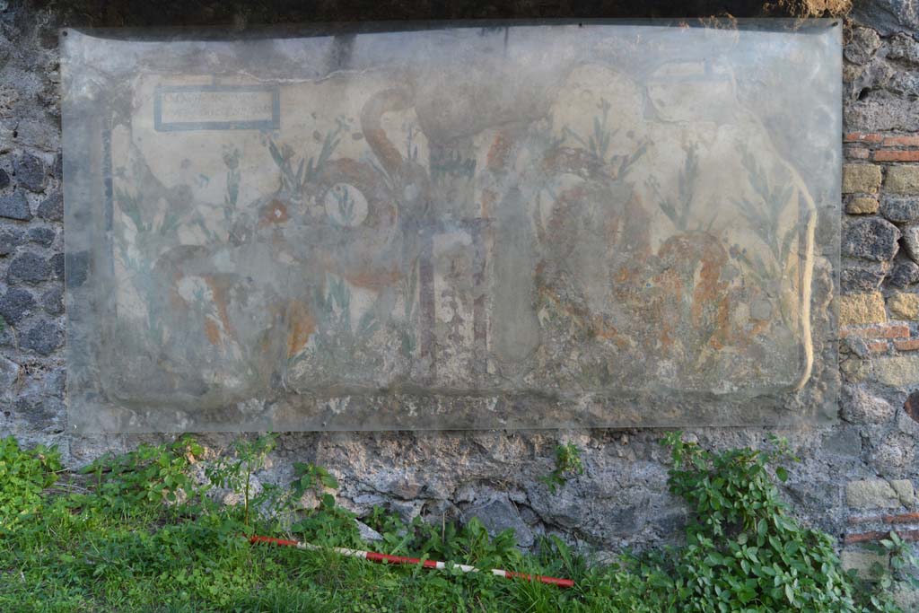 V.6.19 Pompeii. October 2017. Looking south towards painted lararium on exterior wall.
Foto Taylor Lauritsen, ERC Grant 681269 DCOR.
