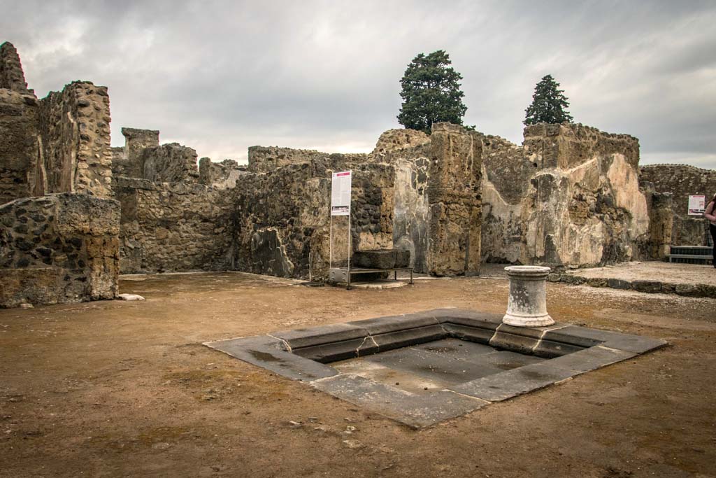 VI.10.7 Pompeii. January 2019. Room 1, looking north-east across impluvium in atrium. Photo courtesy of Johannes Eber.

