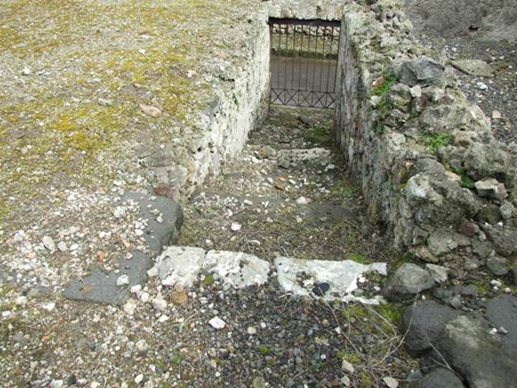 VI.10.17 Pompeii. March 2009. Steps down from garden area to entrance VI.10.17. Looking east.