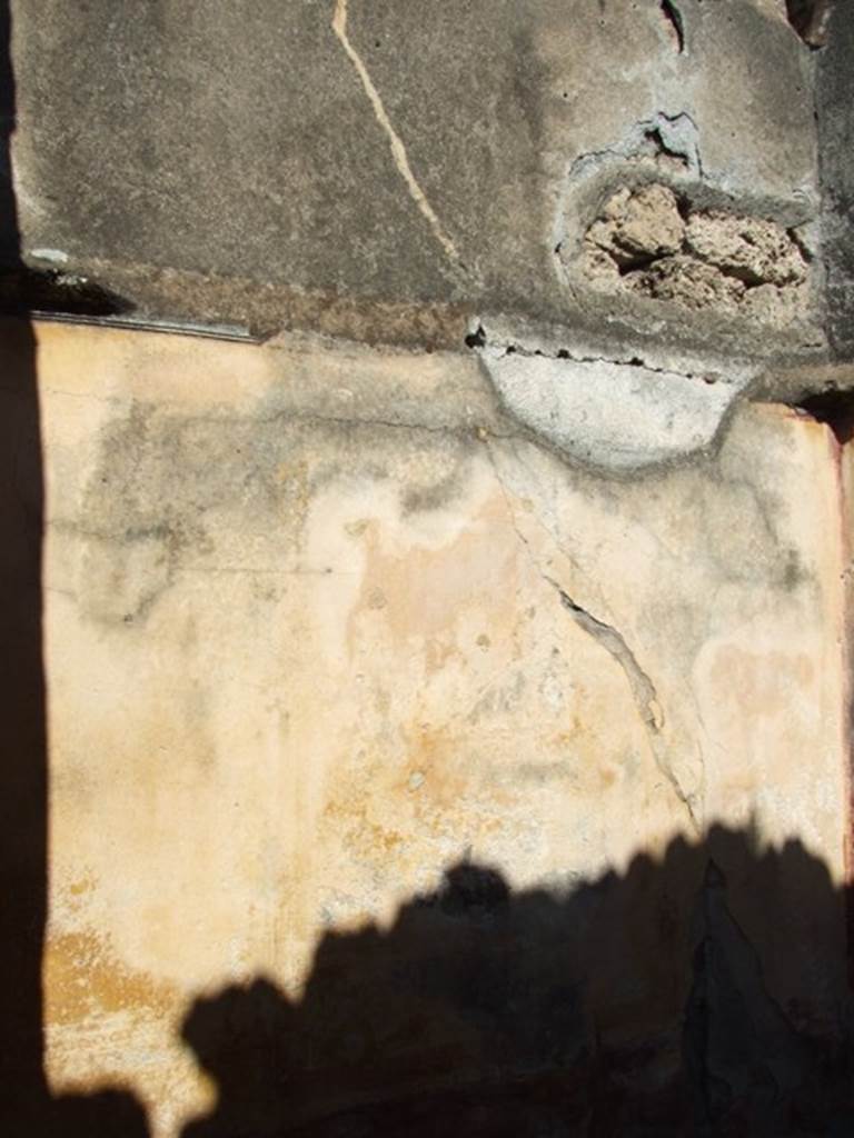 VI.14.20 Pompeii. March 2009. Room 9, north wall.
According to PPM  (room e) -
North wall; red panelled zoccolo with painted plants at the sides and Ibis (disappeared) in the centre (disappeared): the middle zone, nearly all faded, had an aedicula in the centre with a painting of a crowned Dionysus, talking to a crowned female figure, to the sides semi-panels with carpet borders and corner volutes, at the top of the wall was a stucco cornice with palmettes. IV Style.  
See Carratelli, G. P., 1990-2003. Pompei: Pitture e Mosaici: Vol. V. Roma: Istituto della enciclopedia italiana, p.269, no.6.
According to Sogliano: cubiculum on the right of the entrance corridor, (height: 0.52 x length: 0.42).
In the middle stands crowned Dionisus with his right elbow resting on a base or pillar and with the thyrsus in the left hand. On the right you can see a female figure, also crowned, who is talking to him by putting, as it seems, the right hand/arm on the shoulder.
See Sogliano, A., 1879. Le pitture murali campane scoverte negli anni 1867-79. Napoli: Giannini, (p.40, no.166).
(cubicoli a destra dellandrone 
Nel mezzo sta in piedi Dioniso coronato col gomito destra appoggiato ad una base o pilastri e col tirso nell sinistro. A destra si vede una figura muliebre, pure coronate, che a lui si rivolge mettendogli, come pare, la destra sulla spalla.
Giorn.Scavi Pomp., n.s.III, p.100. Bull. Inst, 1876, p.20.).
Kuivalainen comments 
Young Bacchus with either Venus or Ariadne on account of the crown, in the latters case pertaining to the wedding diadem, the future corona borealis.
See Kuivalainen, I., 2021. The Portrayal of Pompeian Bacchus. Commentationes Humanarum Litterarum 140. Helsinki: Finnish Society of Sciences and Letters, (p.126, D3).

