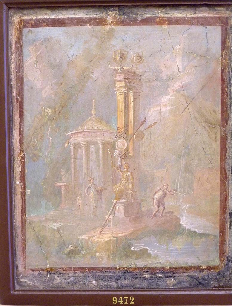 VII.4.31/51 Pompeii. Room 21, south wall of triclinium. Copy of sacred landscape painting.
Original now in Naples Archaeological Museum. Inventory number 9472.
Photo © Deutsches Archäologisches Institut, Abteilung Rom, Arkiv.
