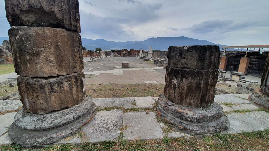 VII.8.1 Pompeii. August 2021. Looking south across Forum from top of steps. 
Foto Annette Haug, ERC Grant 681269 DÉCOR.
