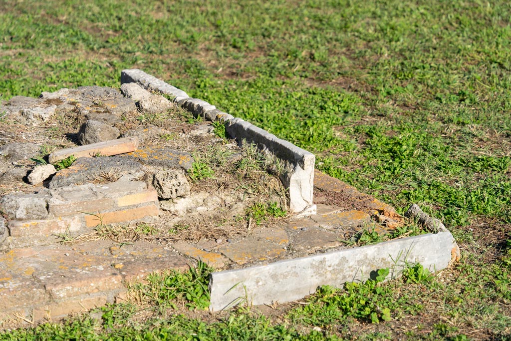 VII.9.3 Pompeii, October 2023. South-west corner of altar. Photo courtesy of Johannes Eber. 

