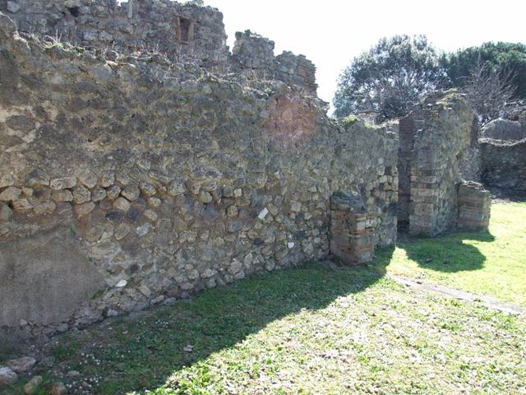 VIII.3.4 Pompeii.  March 2009.  East wall of Room 4, Triclinium, and doorway to corridor leading to VIII.3.6