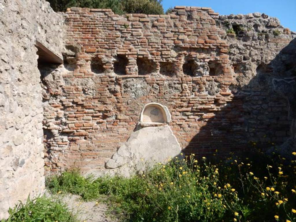 VIII.3.14 Pompeii. December 2018. Looking towards north wall of kitchen, with niche. Photo courtesy of Aude Durand.

