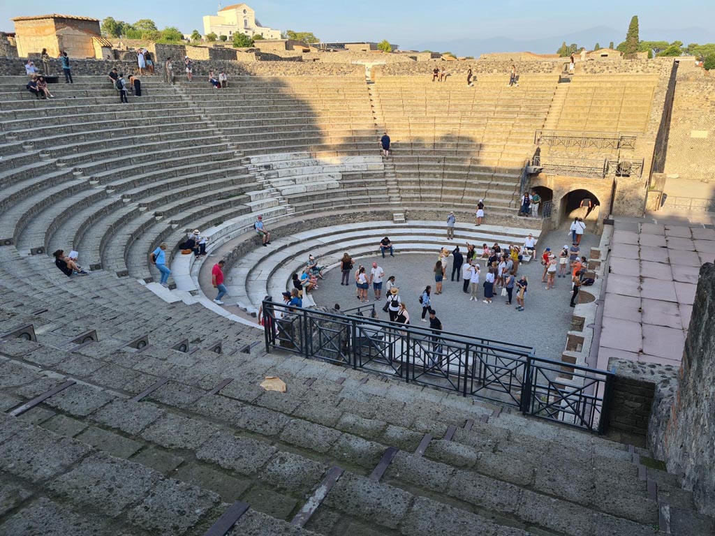 VIII.7.19 Pompeii. October 2023. Looking east from top of Little Theatre/Odeon. Photo courtesy of Klaus Heese.