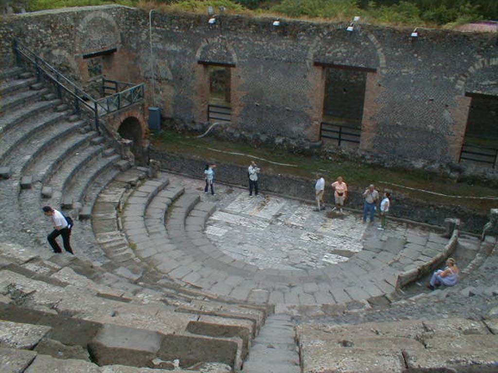 VIII.7.19 Pompeii. September 2004. Looking south-east from top of Little Theatre/Odeon.