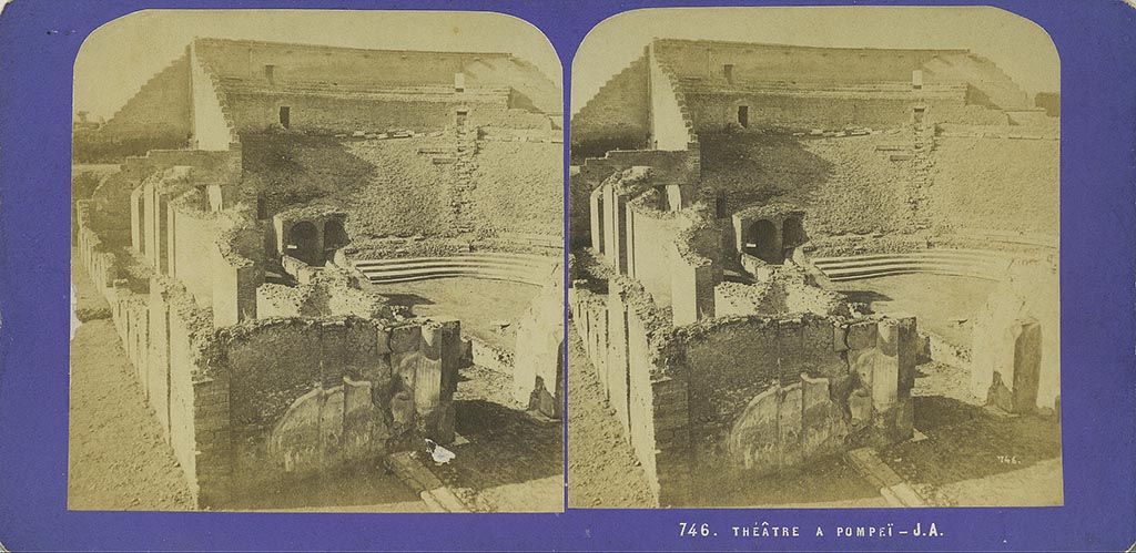VIII.7.20 Pompeii. Photo c.1860-1870 by Jean Andrieu, no. 746. 
Looking west towards Large Theatre, with entrance to stage, on right. Photo courtesy of Rick Bauer.
