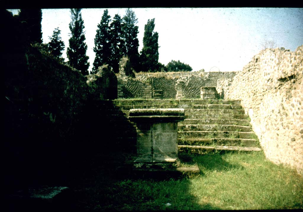 VIII.7.25 Pompeii. 1959. Looking west to the altar and steps, leading to the temple. Photo by Stanley A. Jashemski.
Source: The Wilhelmina and Stanley A. Jashemski archive in the University of Maryland Library, Special Collections (See collection page) and made available under the Creative Commons Attribution-Non Commercial License v.4. See Licence and use details.
J59f0258
