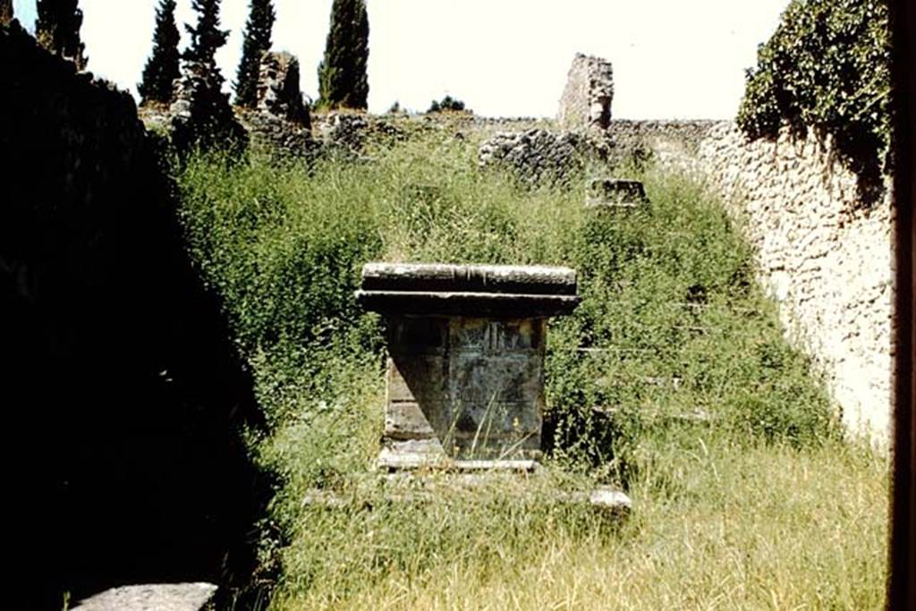 VIII.7.25 Pompeii. 1957. Looking west to the altar and steps, leading to the temple. Photo by Stanley A. Jashemski.
Source: The Wilhelmina and Stanley A. Jashemski archive in the University of Maryland Library, Special Collections (See collection page) and made available under the Creative Commons Attribution-Non Commercial License v.4. See Licence and use details.
J57f0463
