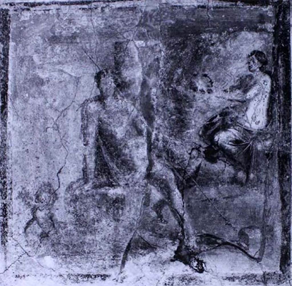 IX.2.10 Pompeii. Drawing by Giuseppe Abbate, 1851, of painting of Narcissus and the nymph found in the same triclinium
See Helbig, W., 1868. Wandgemälde der vom Vesuv verschütteten Städte Campaniens. Leipzig: Breitkopf und Härtel, (1360).
Now in Naples Archaeological Museum. Inventory number ADS 977.
Photo © ICCD. http://www.catalogo.beniculturali.it
Utilizzabili alle condizioni della licenza Attribuzione - Non commerciale - Condividi allo stesso modo 2.5 Italia (CC BY-NC-SA 2.5 IT)
The original painting was detached and is now in Naples Archaeological Museum. Inventory number 9386.
