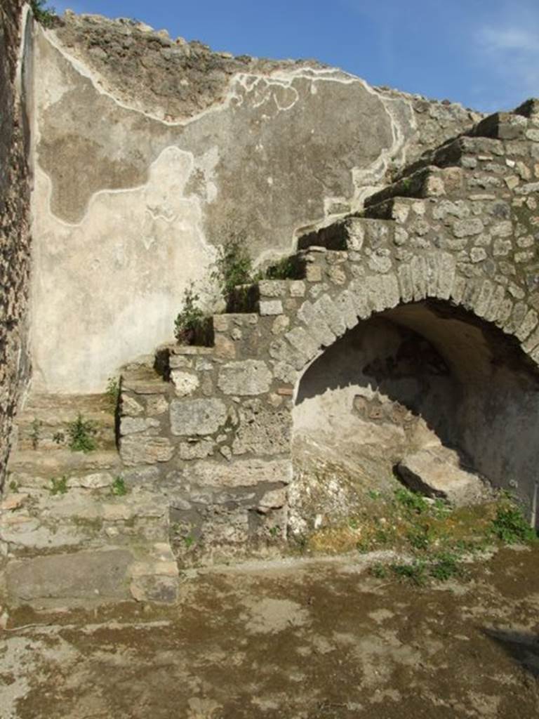 IX.3.5 Pompeii.  March 2009.   Room 27. Steps to upper floor, against north and east walls