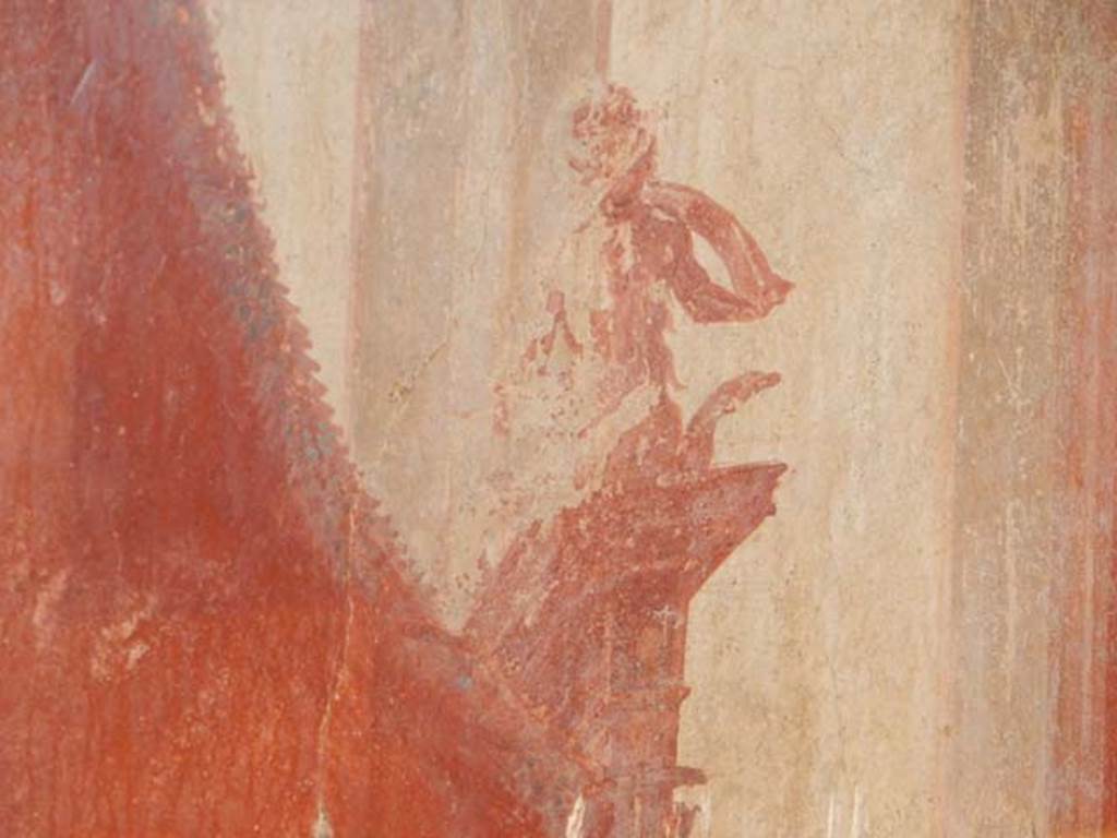 IX.3.5 Pompeii. May 2015. Room 13, detail from upper north end of centre of west wall. Photo courtesy of Buzz Ferebee.

