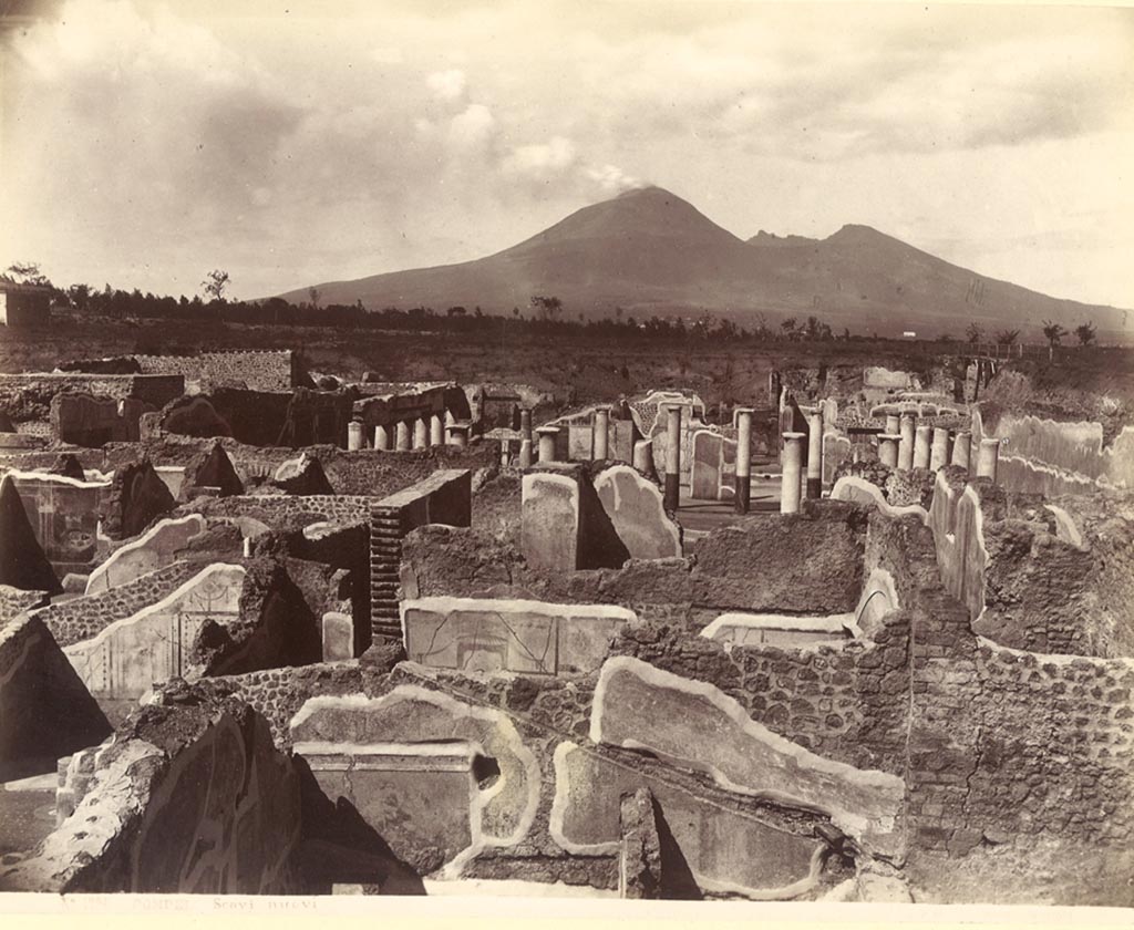 IX.8.6 Pompeii. c.1880-1890. G. Sommer no. 1291. 
Looking north from IX.8.8/IX.8.c, towards rear of triclinium with nymphaeum and peristyle of IX.8.6. Photo courtesy of Rick Bauer.
