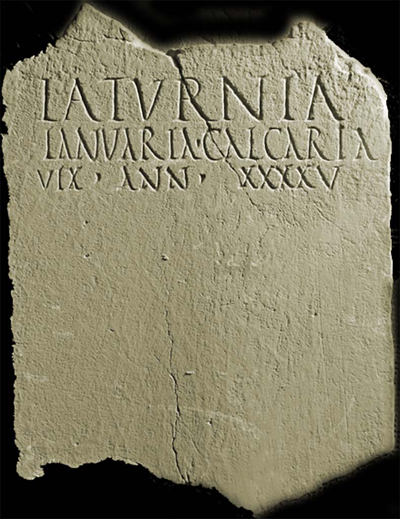 FS94-7. Marble columella of Pruni.
With circular hole near the base, found in the area between wall and tomb, 0.60m high, 0.21m wide:

PRVNI
C F VIXIT
AN XVI
