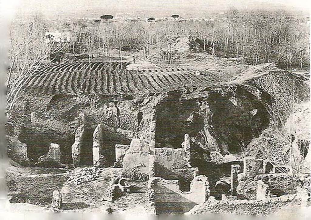 Villa of T. Siminius Stephanus, fondo Barbatelli. Old postcard c.1900 looking north across the villa rustica to the fondo Masucci dAquino.