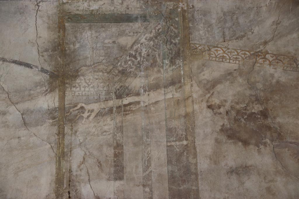 Oplontis Villa of Poppea, May 2024. 
Portico 40, detail of painted decoration from upper north wall in north-east corner. Photo courtesy of Klaus Heese.

