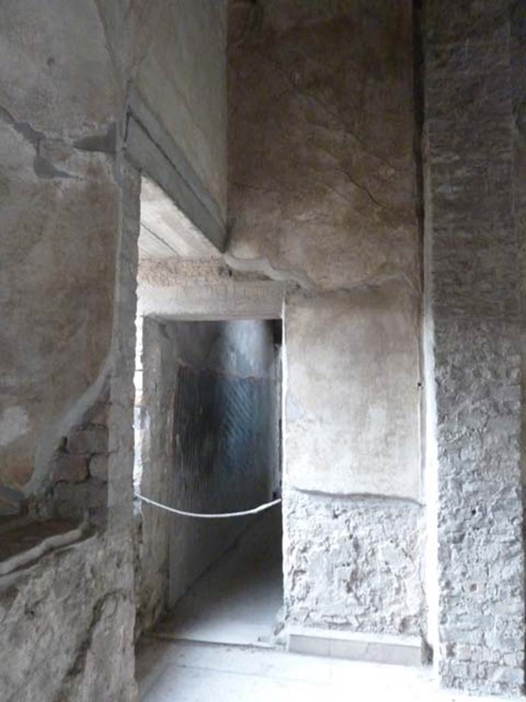 Oplontis, September 2015. Room 64, north-east corner with doorway to corridor 67.