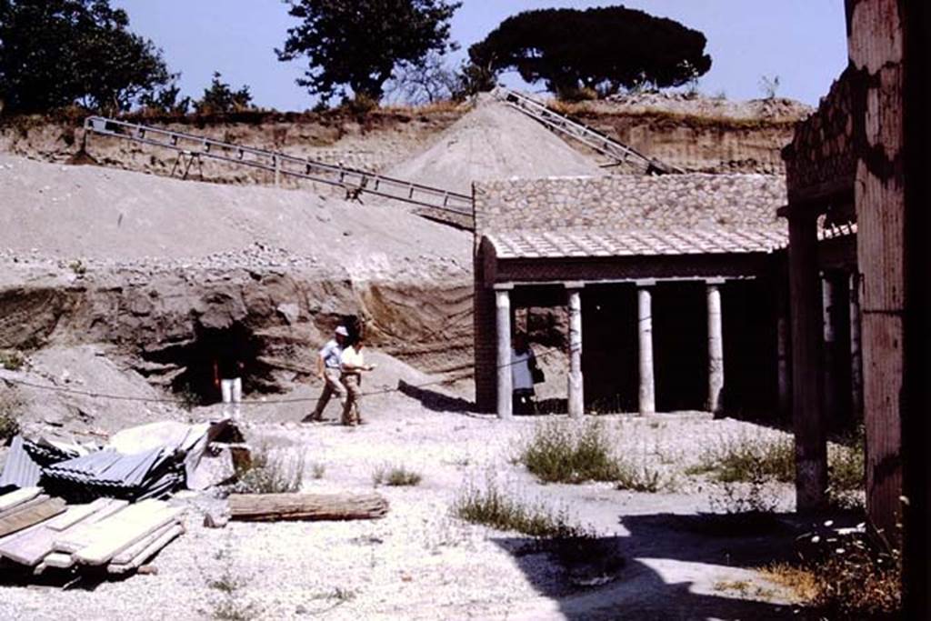 Oplontis, 1973. Looking east across garden area on north side of Villa. Photo by Stanley A. Jashemski. 
Source: The Wilhelmina and Stanley A. Jashemski archive in the University of Maryland Library, Special Collections (See collection page) and made available under the Creative Commons Attribution-Non Commercial License v.4. See Licence and use details. J73f0377
