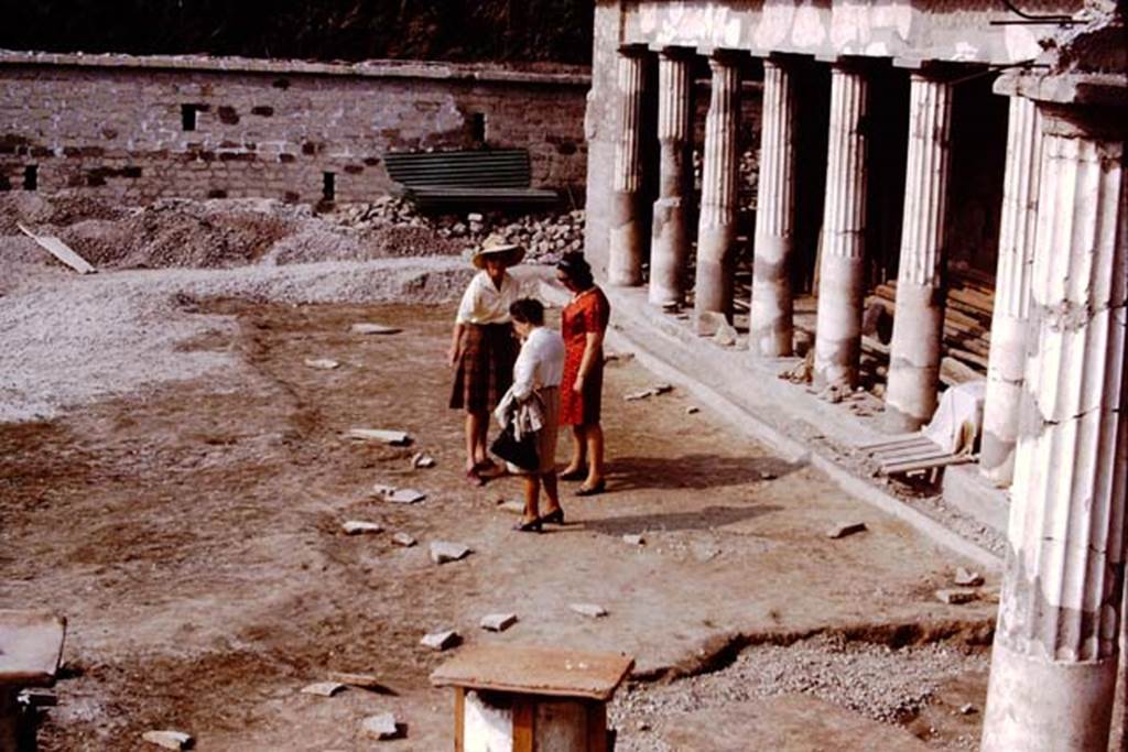 Oplontis, 1975. Looking south across area 59, with the root-cavities protected by stone/slabs. Photo by Stanley A. Jashemski.   
Source: The Wilhelmina and Stanley A. Jashemski archive in the University of Maryland Library, Special Collections (See collection page) and made available under the Creative Commons Attribution-Non Commercial License v.4. See Licence and use details. J75f0124

